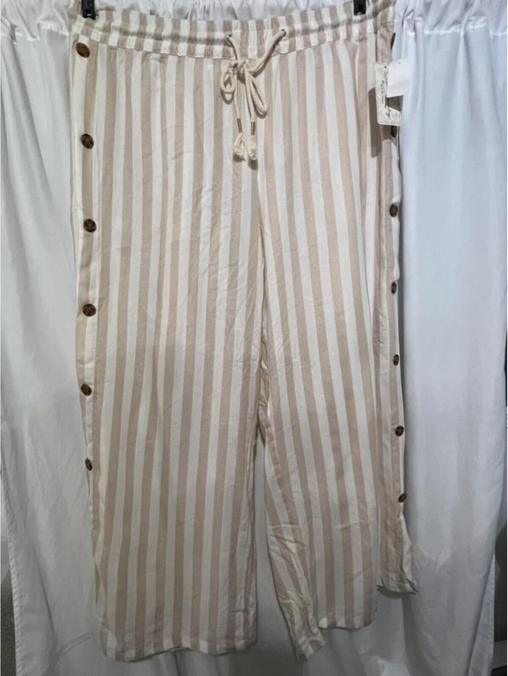 French Laundry striped pants 1x wide leg